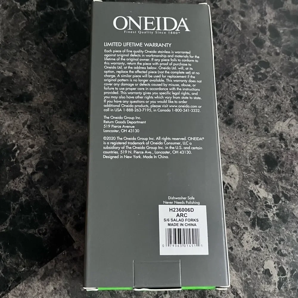 Oneida Premium Stainless Steel Arc Everyday Flatware Salad Forks, Set of 6